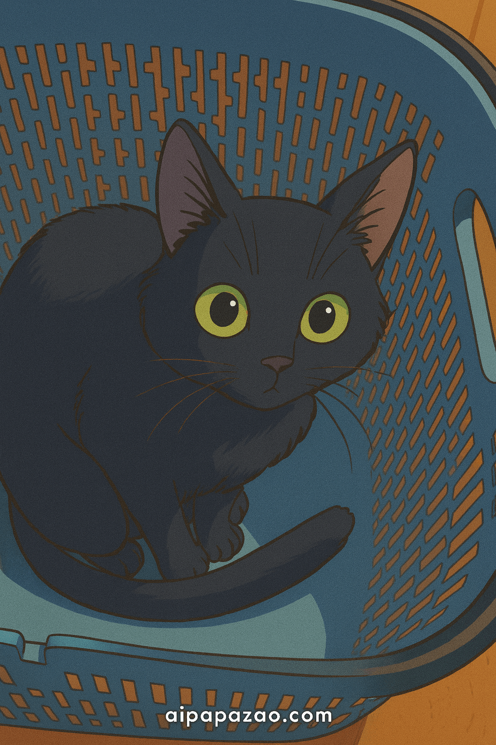 小咪的兒子喜歡窩在洗衣籃