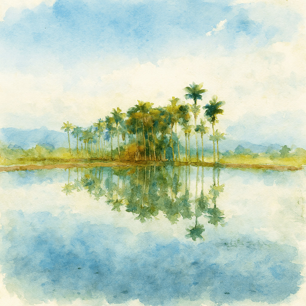 水彩繪宜蘭家鄉美景