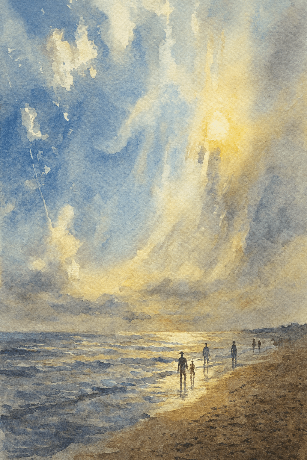 海灘日落灑下渲染的微光